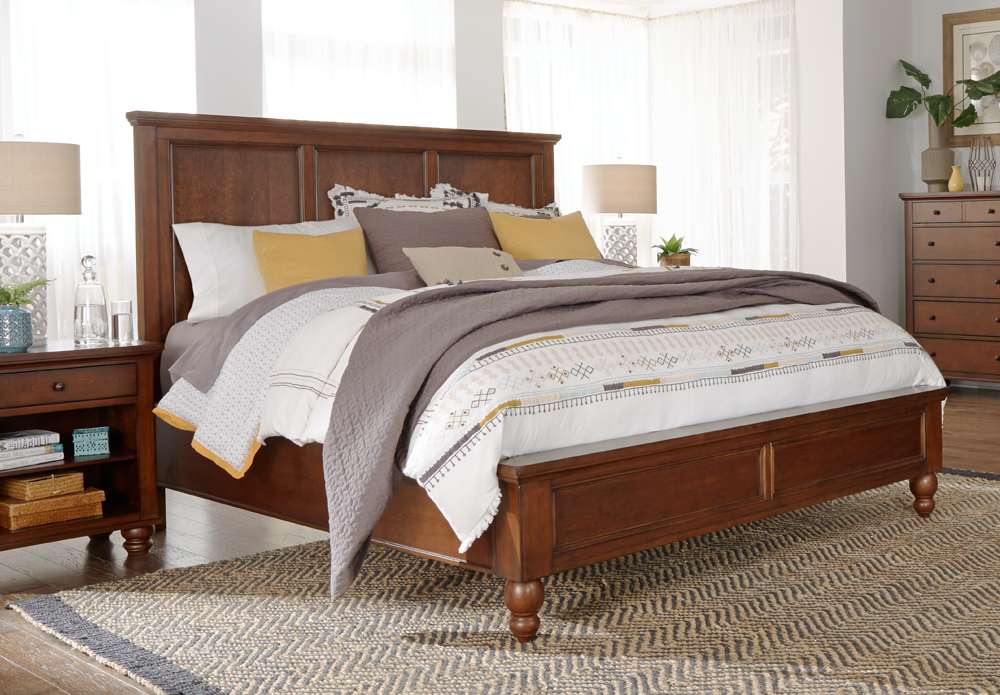 Emery Park - Cambridge Queen Panel Bed in Brown Cherry Finish veiw 2