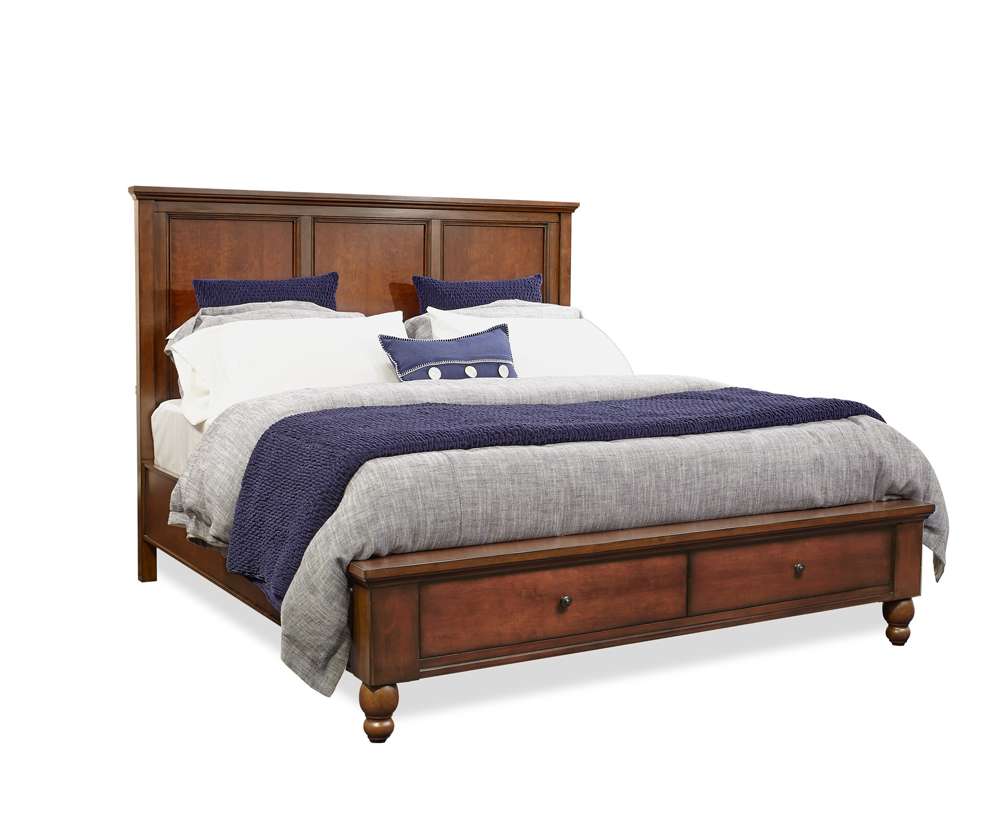 Emery Park - Cambridge Queen Panel Storage Bed in Brown Cherry Finish veiw 1