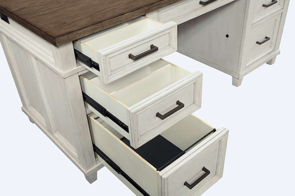 Emery Park - Caraway 66in Executive Desk in Aged Ivory Finish - I248-303-1 veiw 4