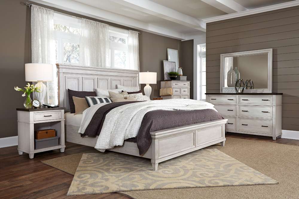 Emery Park - Caraway Cal King Panel Bed in Aged Ivory Finish veiw 4