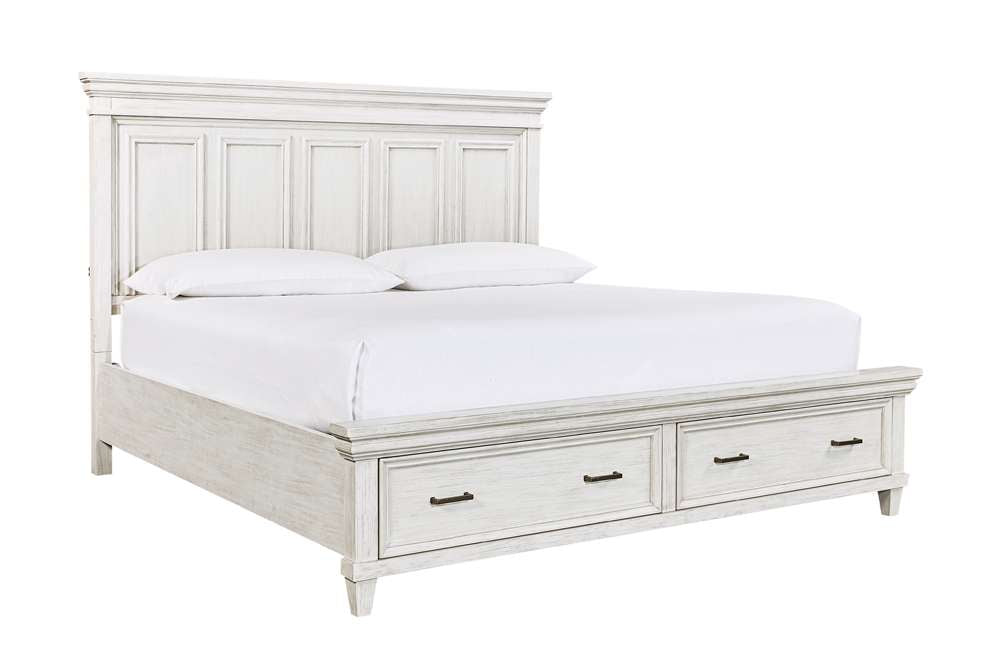 Emery Park - Caraway Cal King Panel Storage Bed in Aged Ivory Finish veiw 1