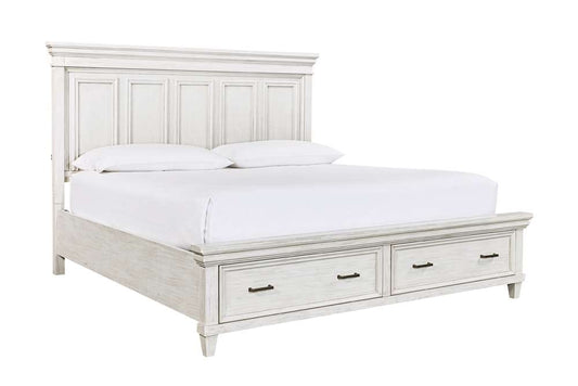 Emery Park - Caraway Cal King Panel Storage Bed in Aged Ivory Finish view 1