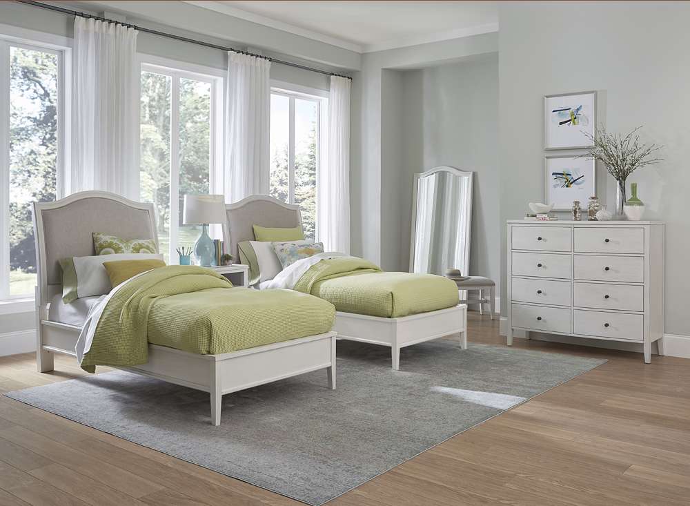 Emery Park - Charlotte Twin Upholstered Bed in White Finish veiw 3