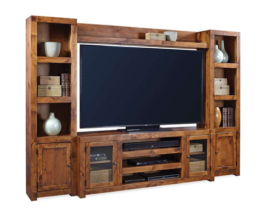 Emery Park - Contemporary Alder Entertainment Wall in Fruitwood Finish veiw 1