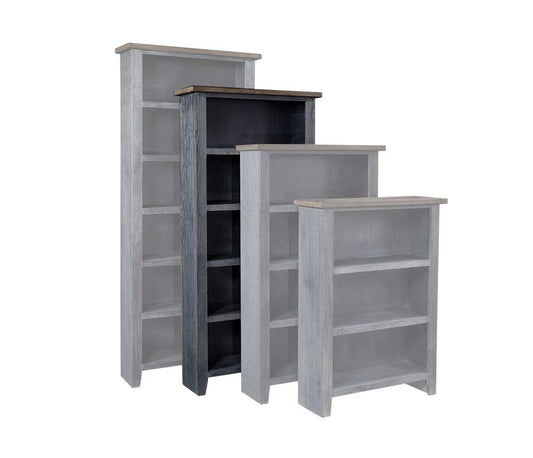 Emery Park - Eastport 74in Bookcase w/ 4 fixed shelves in Drifted Black Finish - WME3472-DBK veiw 1
