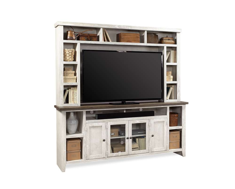 Emery Park - Eastport 84in Console & Hutch in Drifted White Finish veiw 1