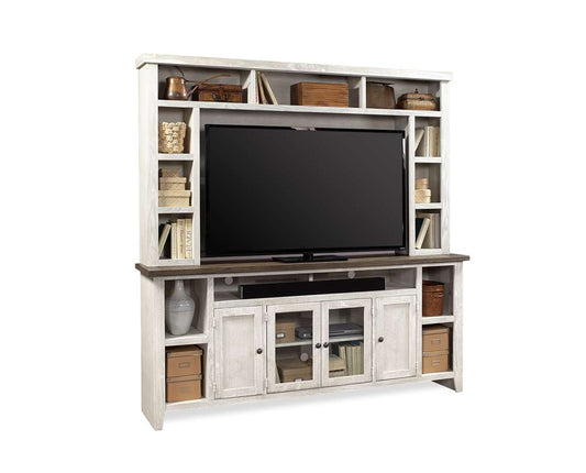 Emery Park - Eastport 84in Console & Hutch in Drifted White Finish veiw 1