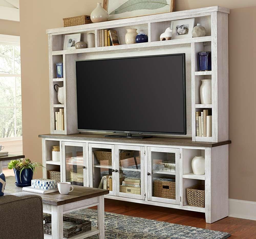 Emery Park - Eastport 97in Console & Hutch in Drifted White Finish veiw 1