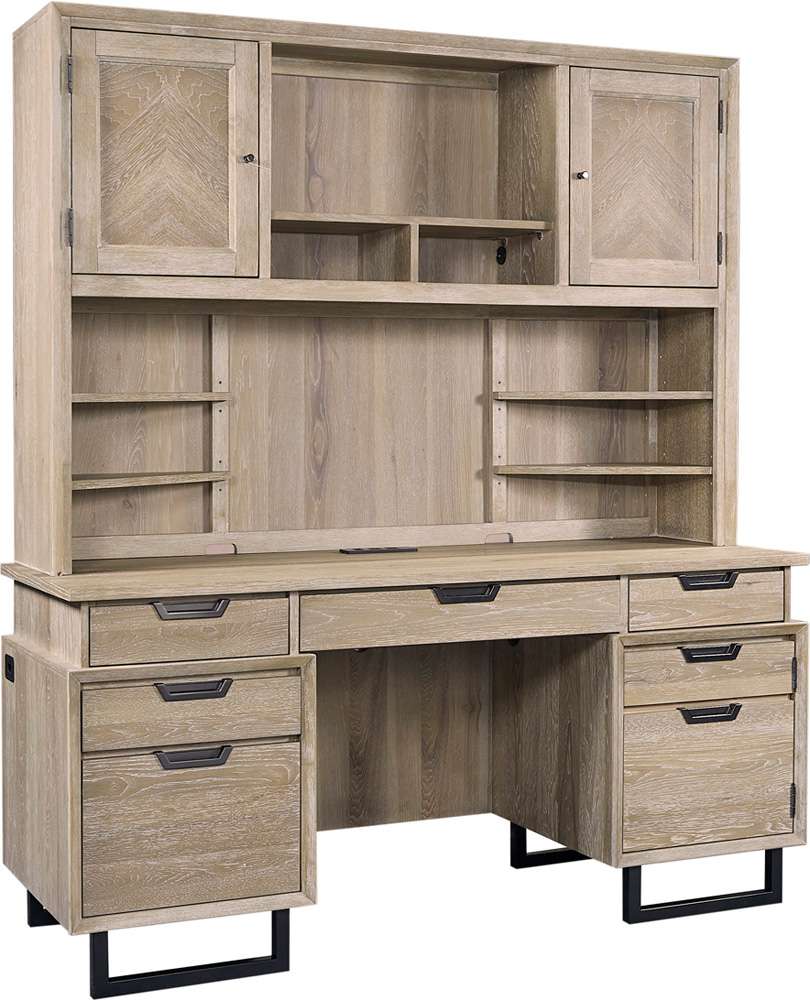 Emery Park - Harper Point 66in Credenza & Hutch in Bleached Khaki Finish veiw 1