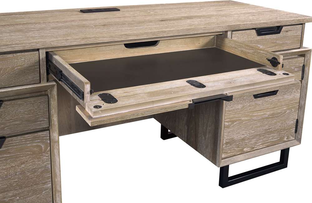 Emery Park - Harper Point 66in Credenza Desk in Bleached Khaki Finish - IHP-316-KHA veiw 3