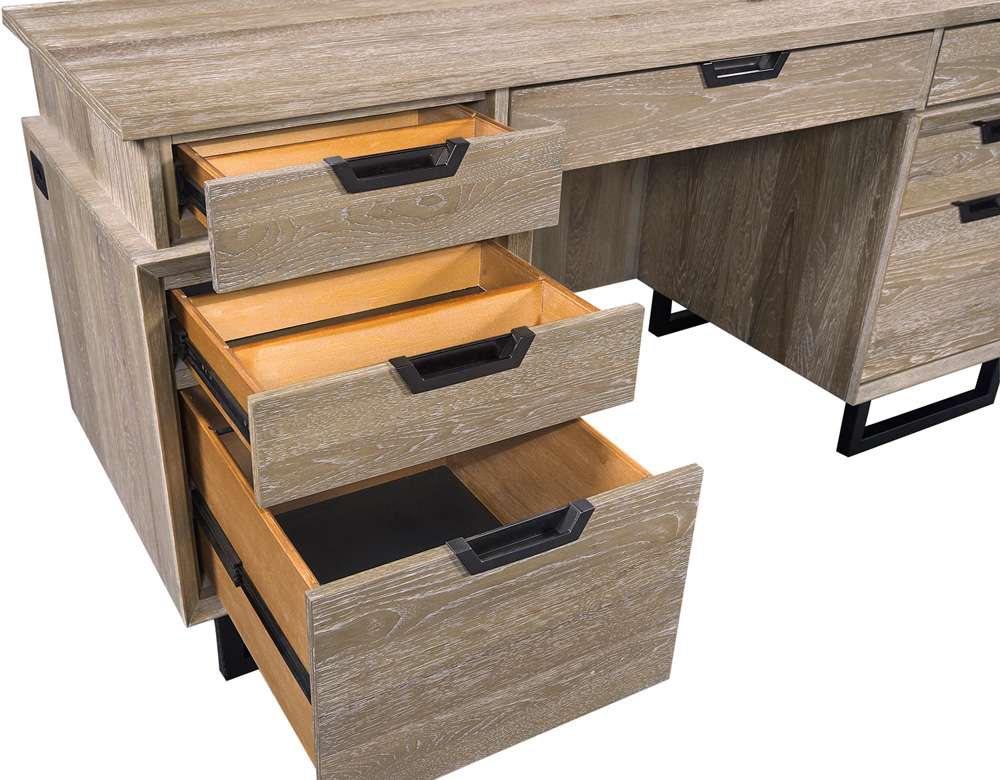 Emery Park - Harper Point 66in Credenza Desk in Bleached Khaki Finish - IHP-316-KHA veiw 5