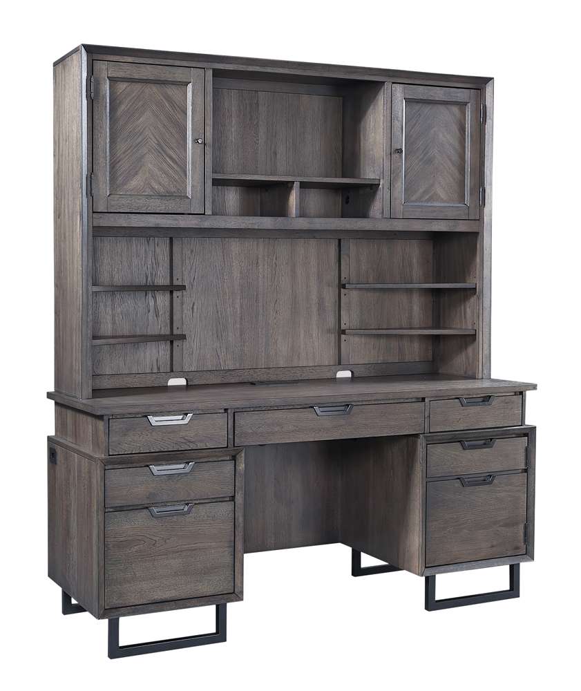 Emery Park - Harper Point 66in Credenza & Hutch in Fossil Finish veiw 1