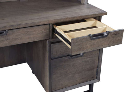 Emery Park - Harper Point 66in Credenza & Hutch in Fossil Finish veiw 3