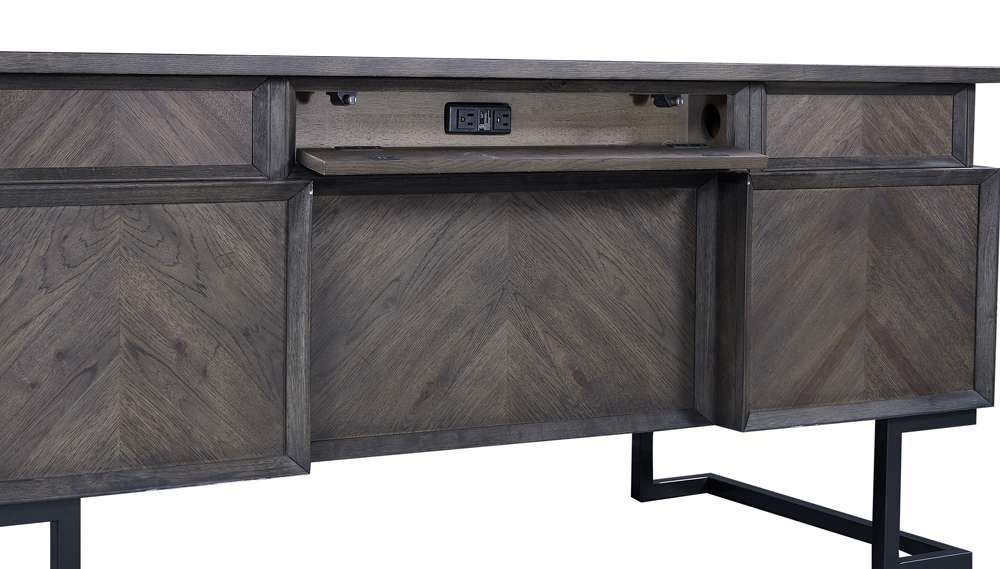 Emery Park - Harper Point 66in Executive Desk in Fossil Finish - IHP-304-FSL veiw 3