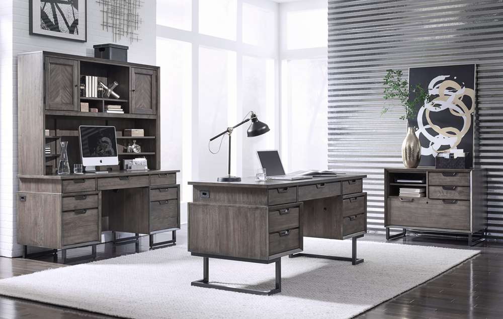 Emery Park - Harper Point 66in Executive Desk in Fossil Finish - IHP-304-FSL veiw 7