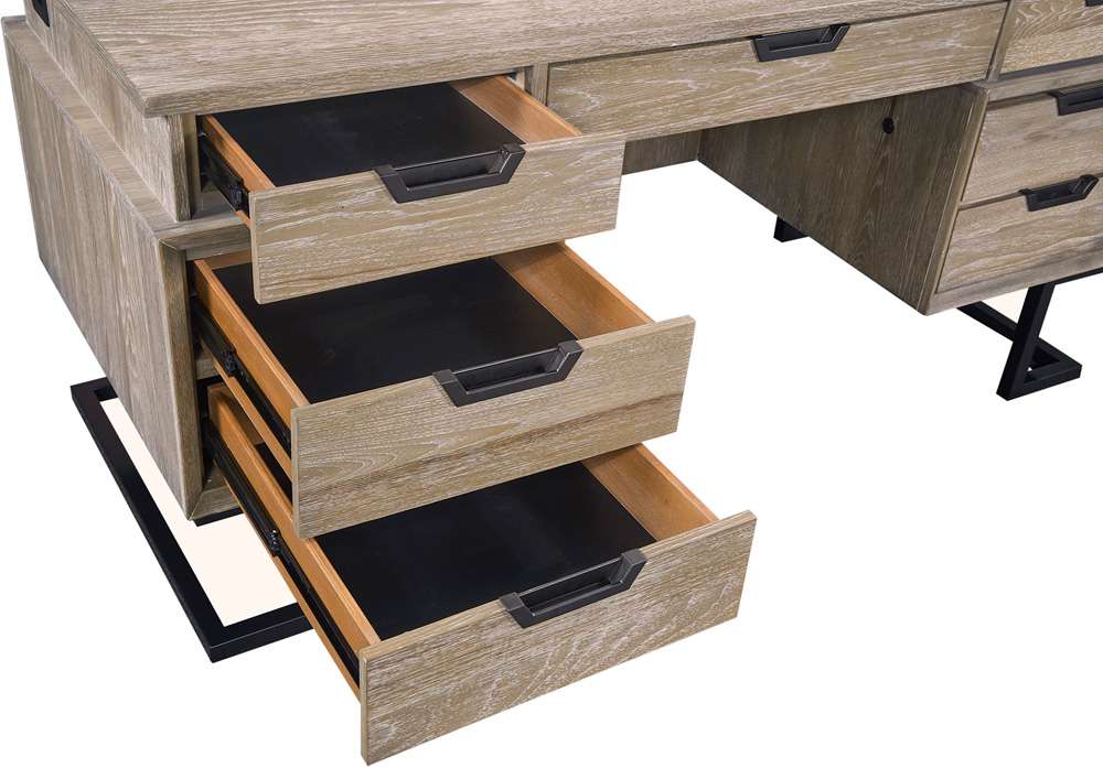 Emery Park - Harper Point 66in Executive Desk in Bleached Khaki Finish - IHP-304-KHA veiw 2
