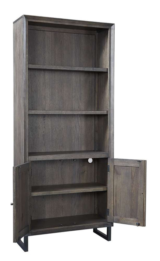Emery Park - Harper Point Door Bookcase in Fossil Finish - IHP-332-FSL veiw 2