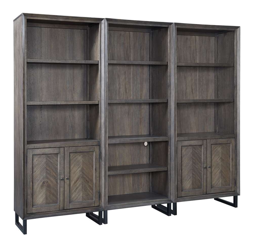 Emery Park - Harper Point Door Bookcase in Fossil Finish - IHP-332-FSL veiw 3