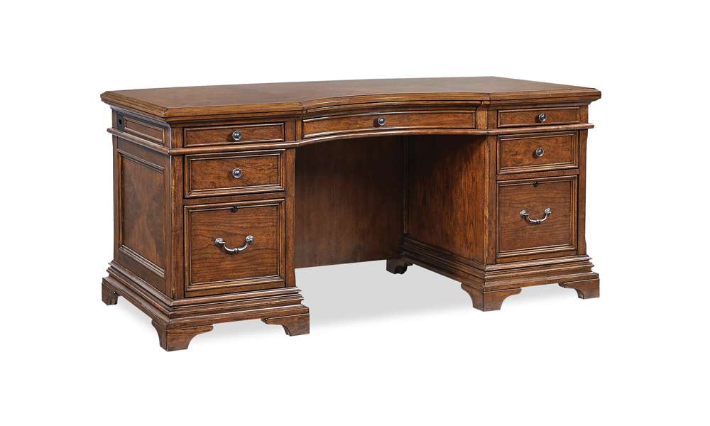 Emery Park - Hawthorne 66in Curved Exec Desk in Carmel Brown Finish - I26-303-1 veiw 1