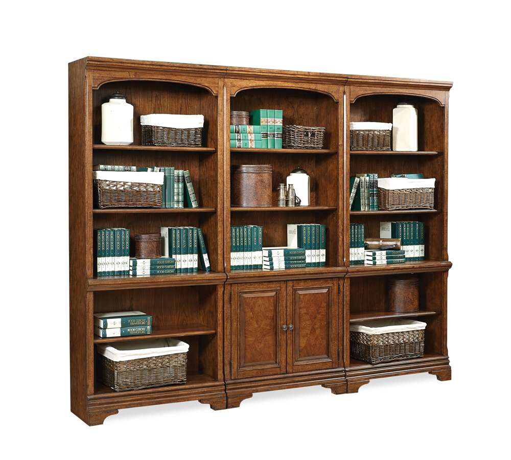 Emery Park - Hawthorne Bookcase Wall in Carmel Brown Finish veiw 1