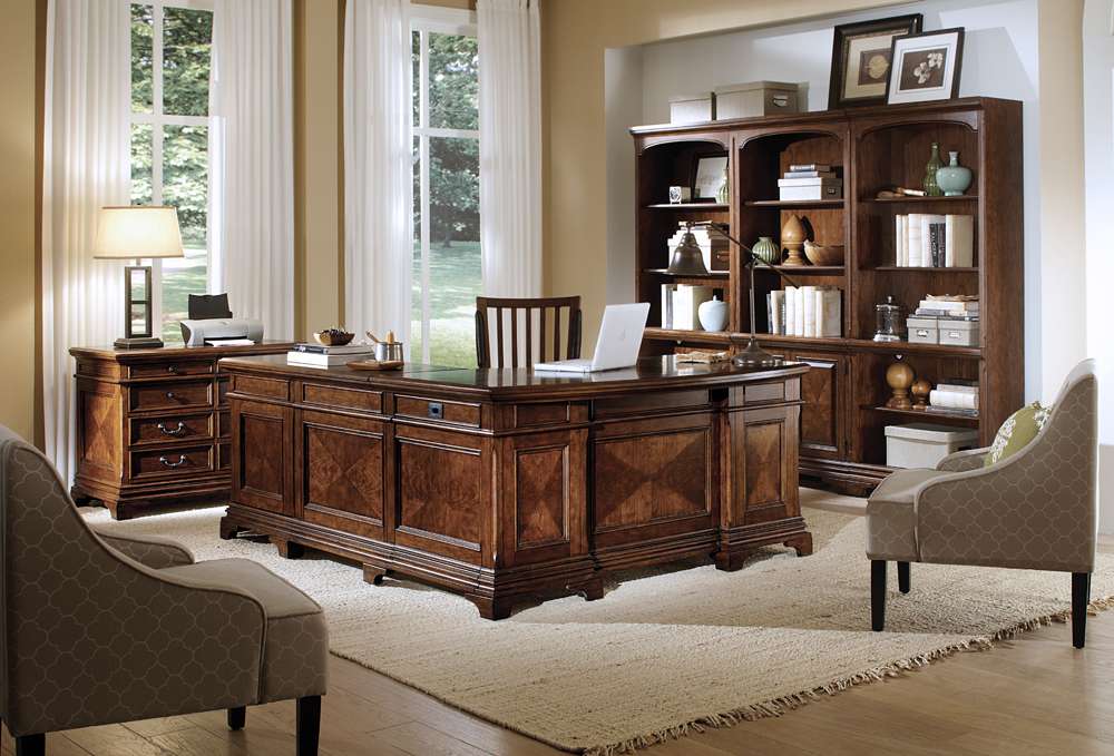 Emery Park - Hawthorne Bookcase Wall in Carmel Brown Finish veiw 2