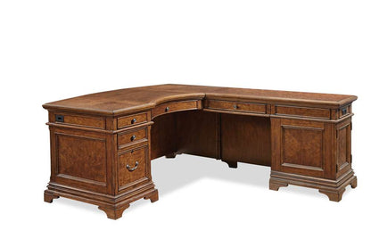 Emery Park - Hawthorne L-Shaped Desk in Carmel Brown Finish veiw 1