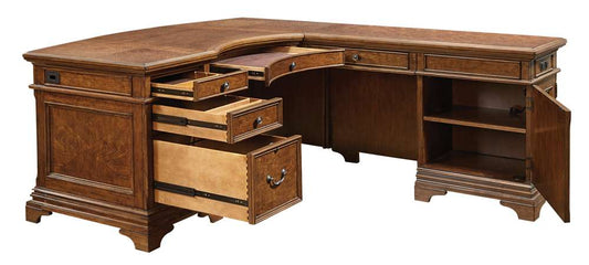 Emery Park - Hawthorne L-Shaped Desk in Carmel Brown Finish veiw 2