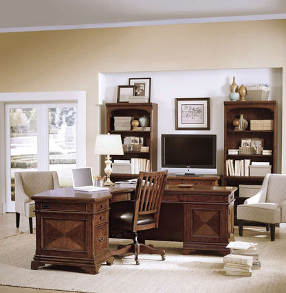 Emery Park - Hawthorne L-Shaped Desk in Carmel Brown Finish veiw 4