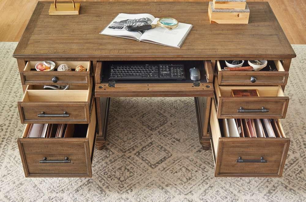 Emery Park - Hensley 66in Executive Desk in Honey Finish - I3002-303 veiw 3