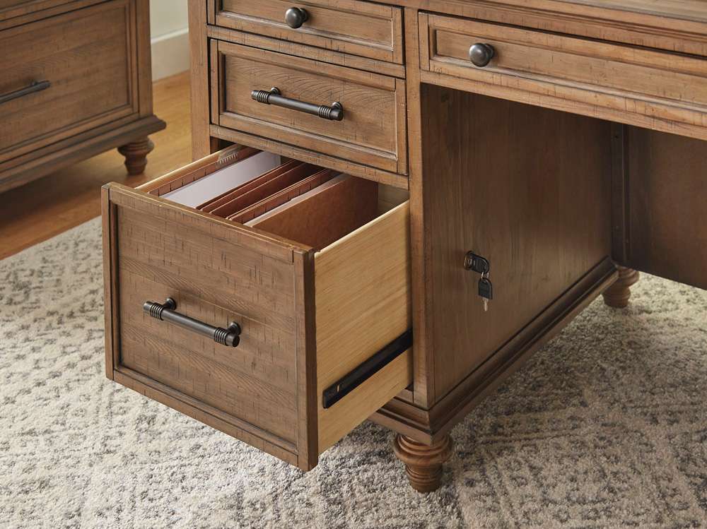 Emery Park - Hensley 66in Executive Desk in Honey Finish - I3002-303 veiw 4
