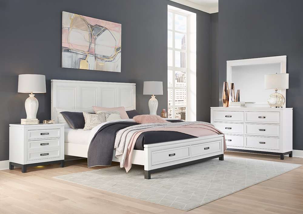 Emery Park - Hyde Park Queen Panel Storage Bed in White Paint Finish veiw 4