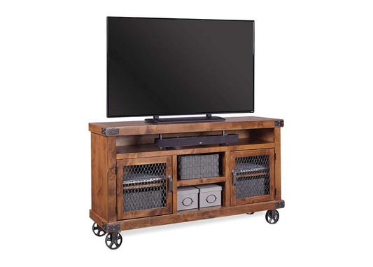 Emery Park - Industrial 65in Console in Fruitwood Finish - DN1065-FRT veiw 1
