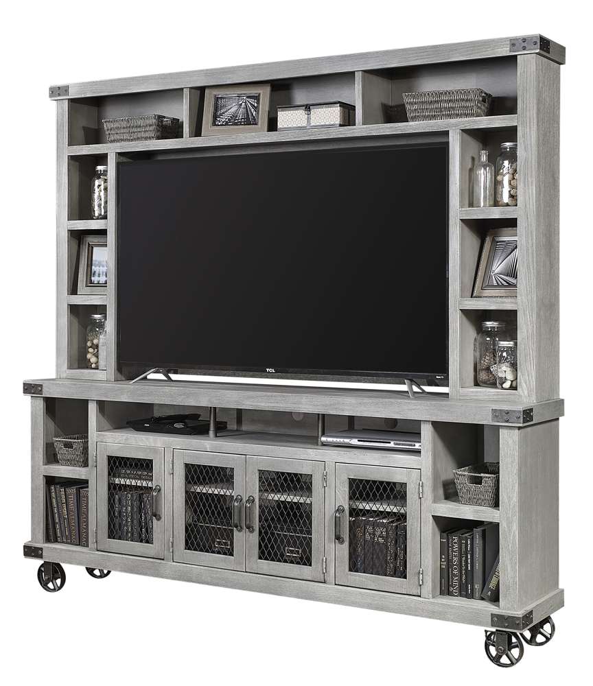 Emery Park - Industrial 84in Console & Hutch in Lighthouse Grey Finish veiw 1