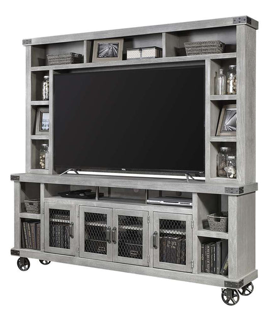 Emery Park - Industrial 84in Console & Hutch in Lighthouse Grey Finish veiw 1