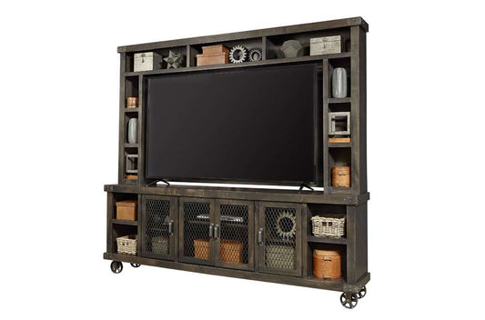 Emery Park - Industrial 96in Console & Hutch in Ghost Black Finish veiw 1