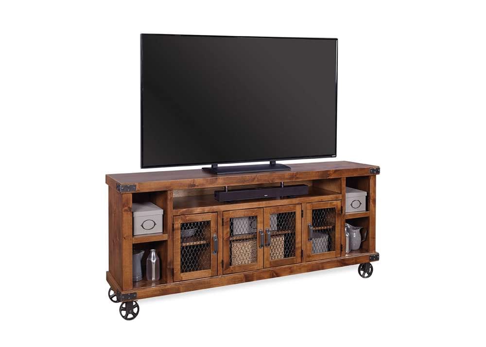 Emery Park - Industrial 96in Console w/ 4 Doors in Fruitwood Finish - DN1270-FRT veiw 1