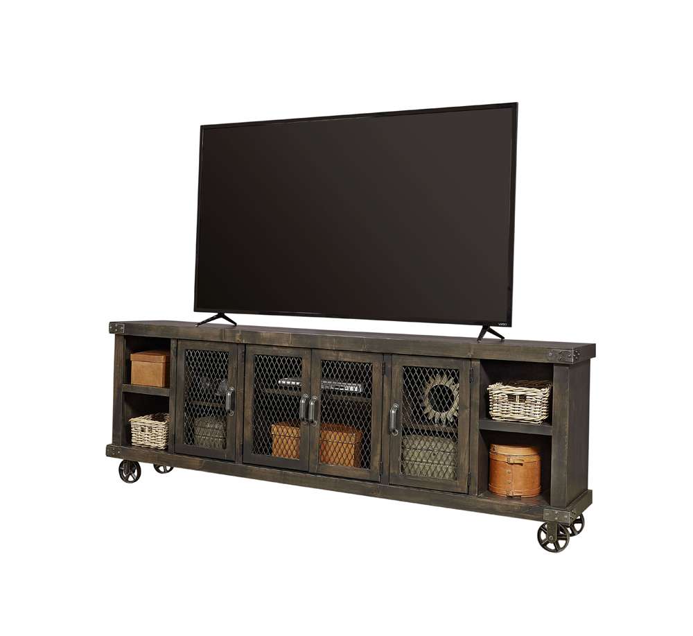 Emery Park - Industrial 96in Console w/ 4 Doors in Ghost Black Finish - DN1270-GHT veiw 1