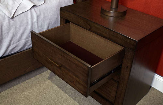 Emery Park  -  Modern Loft 2 Drawer Nightstand w/ power in Brownstone Finish  - IML-450-BRN-1 veiw 1