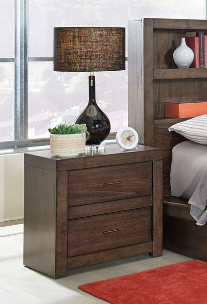 Emery Park  -  Modern Loft 2 Drawer Nightstand w/ power in Brownstone Finish  - IML-450-BRN-1 veiw 4