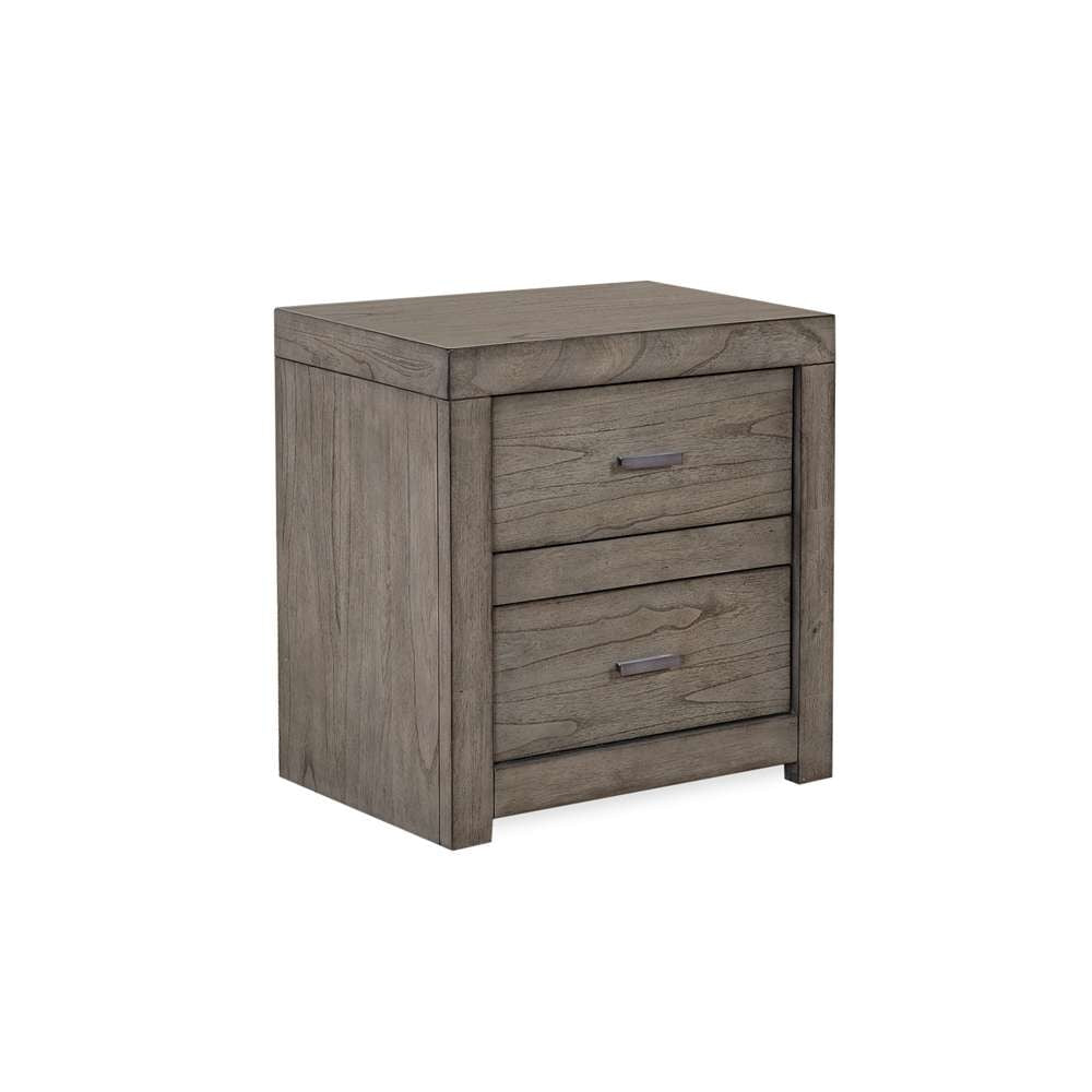 Emery Park  -  Modern Loft 2 Drawer Nightstand w/ power in Greystone Finish  - IML-450-GRY-1