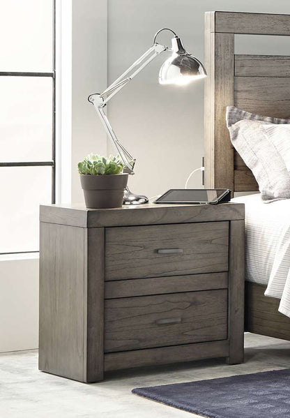 Emery Park  -  Modern Loft 2 Drawer Nightstand w/ power in Greystone Finish  - IML-450-GRY-1 veiw 3