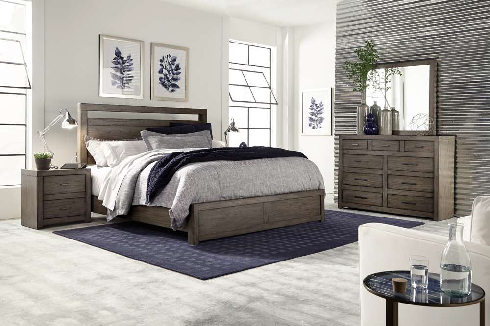 Emery Park  -  Modern Loft 2 Drawer Nightstand w/ power in Greystone Finish  - IML-450-GRY-1 veiw 4