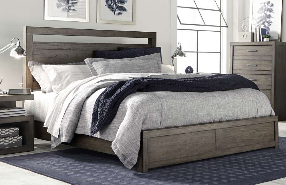Emery Park - Modern Loft King Panel Bed in Greystone Finish veiw 1