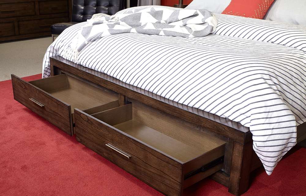 Emery Park - Modern Loft King Panel Storage Bed in Brownstone Finish veiw 1