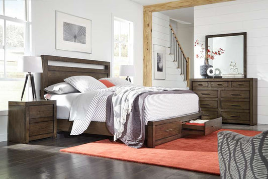 Emery Park - Modern Loft King Panel Storage Bed in Brownstone Finish veiw 2
