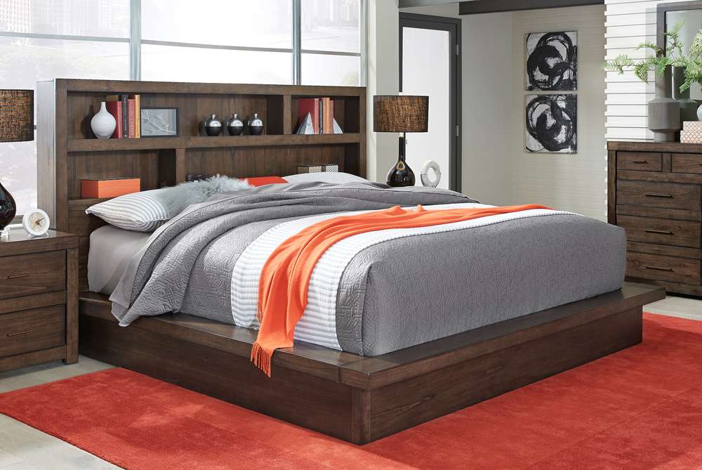 Emery Park - Modern Loft King Platform Bed in Brownstone Finish veiw 1