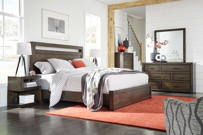 Emery Park - Modern Loft Queen Panel Bed in Brownstone Finish veiw 2