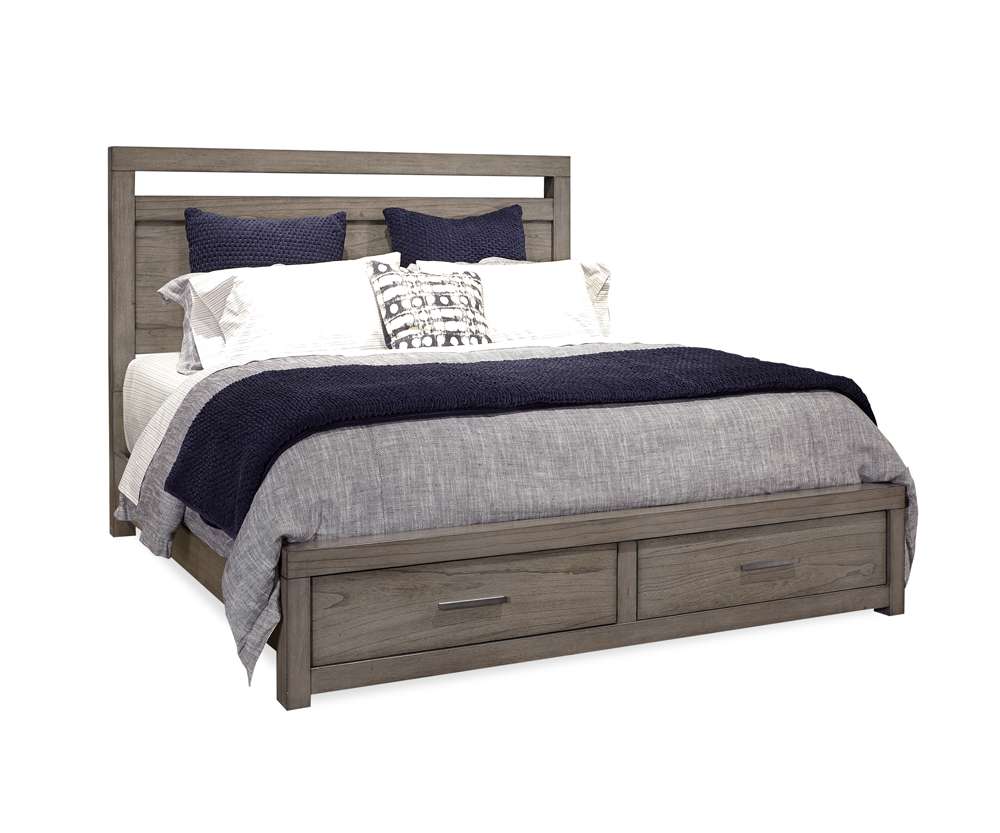 Emery Park - Modern Loft Queen Panel Storage Bed in Greystone Finish