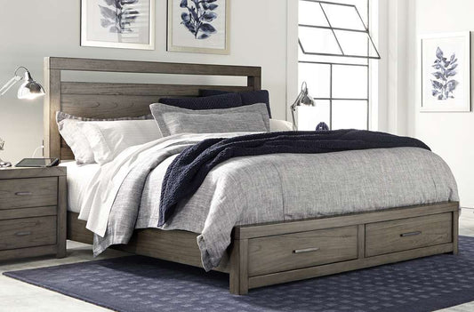 Emery Park - Modern Loft Queen Panel Storage Bed in Greystone Finish veiw 1