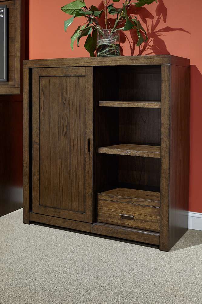 Emery Park - Modern Loft Sliding Door Chest in Brownstone Finish - IML-457-BRN veiw 3